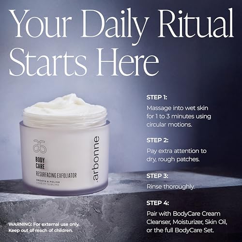 BodyCare Resurfacing Exfoliator ? Gentle Dual-Action AHA and Plant-Based Polish for Smoother, Brighter, Baby-Soft Skin, Even Complexion, Spa-Like Experience, by Arbonne.