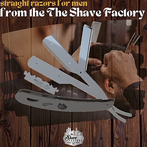 The Shave Factory Straight Edge Razor Kit - with Single Stainless Steel razors for men from (Matte, Derby Premium Single Edge)