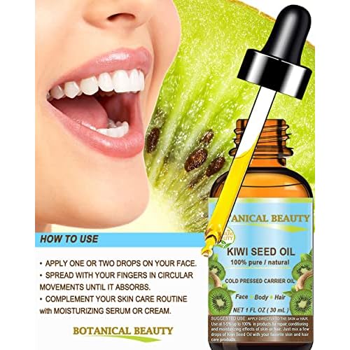 Botanical Beauty KIWI SEED OIL. 100% Pure Natural Undiluted Virgin Cold Pressed Carrier Oil for Face, Skin, Body, Hair, Nail Care (4 Fl Oz)
