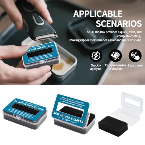 Premium Hair Clipper Blade Lubricating Oil for Clippers, with Oil Dip Box and Barber Clipper Brush