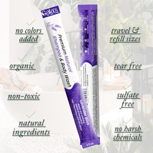 GAIA'S Natural Body Wash and Shampoo Lavender, Travel Size, 32 Fl Oz, Sulfate Free, Paraben Free, Dye Free, Tear Free, Organic and Natural Ingredients, PH Balance Feminine