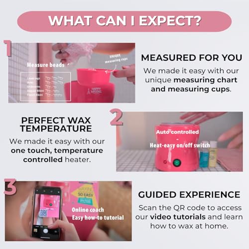 Premium Home Waxing Kit by Perron Rigot - The Original Pain-Free Hard Wax - Automatic Heater, Measuring Cups & Hypoallergenic Beads for Brazilian, Face & Body - Complete Salon Set