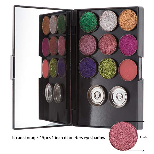 Allwon Empty Magnetic Plastic Eyeshadow Makeup Palette with 15Pcs Adhesive Empty Palette Metal Stickers for Eyeshadow Lipstick Blush Powder (Pack of 2)