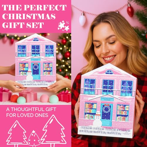 Christams Advent Calnedar, Pink Mom Gift for Hoilday, Beauty Advent Calendar for Daughter Girls, Christmas 24Day Countdown Calendar, Bath Set with Bath Bomb Hand Cream Body Lotion Christmas Sock
