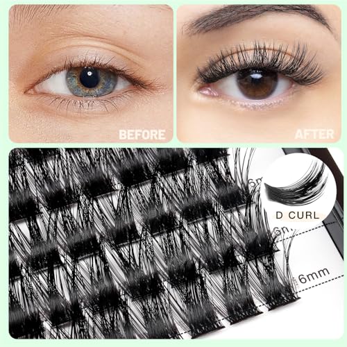 Bodermincer Lash Clusters D Curl Black/Brown/Colored Lashes 10-12-14/12-14-16/16-18-20mm Mixed Lash Clusters Kit For Beginner (M01# 12-14-16mm Mixed)