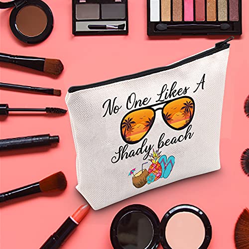 LEVLO Ocean Beach Cosmetic Make Up Bag Beach Wear Gift No One Likes A Shady Beach Makeup Zipper Pouch Bag For Beach Girls Surfer (Likes A Shady Beach)