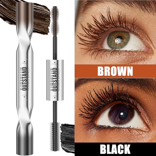 Women's Tubing Mascara, 2-in-1 Black & Brown Double-Ended, Volumizing and Lengthening, Waterproof, No Smudge, Hypoallergenic & Easy Removal