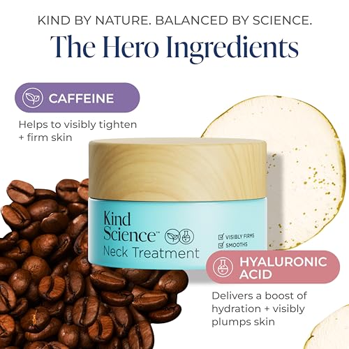Kind Science Neck Treatment - Neck Cream Visibly Firms, Lifts & Supports Natural Cell Turnover for Anti Aging Firming and Tightening - Paraben, Dye & Fragrance Free, Cruelty Free, 1.7 oz