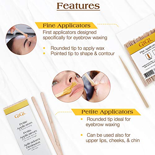 Gigi Wax Sticks for Hair Removal ? Fine & Petite, Wax Applicator Sticks, Wooden Waxing Stick for Eyebrow & Facial Waxing, 100 Count Each