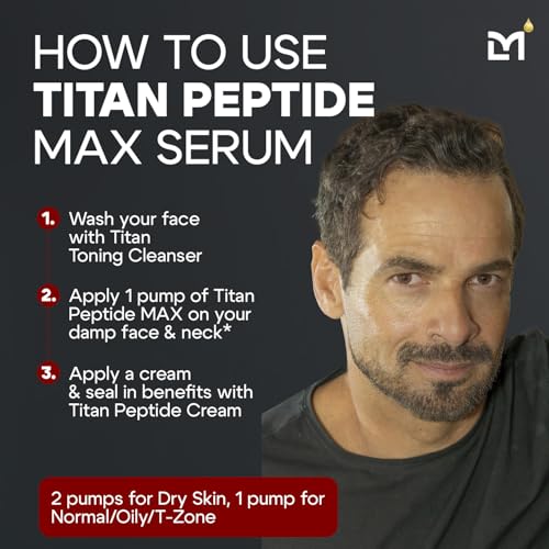 Titan MAX Anti-Aging Peptides Serum for Face ? Utra Potency Mens Peptide Serum Moisturizer ? Skin Care Men ? Face Serum Men ? Anti Aging Serum ? 10% Niacinamide, HA ? All Skin Types?Unscented