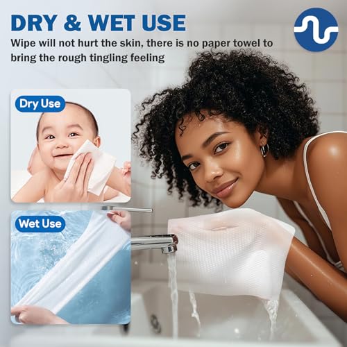 Disposable Face Towel, Biodegradable Facial Towels for Sensitive Skin, Ultra Soft Face Towelette for Women Cleansing, 7.87¡¯¡¯ x 7.87 ¡®¡¯ (4 Packs)