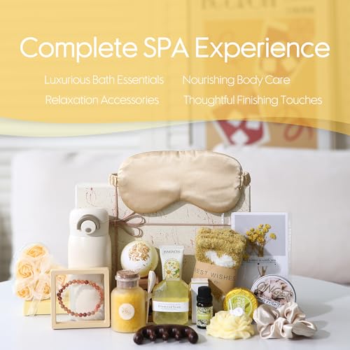 Sea Team 16-Pack Relaxing SPA Gift Set for Women, Valentine Day Gift, Shower Kit with Bath Bomb, Bath Salt, Handmade Soap, Cream, Essential oil, Gift Box Included, Chamomile