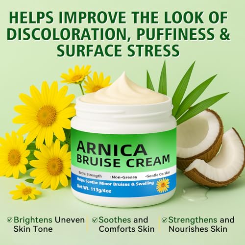 Arnica Bruise Cream, Advanced Formula Arnica Cream for Bruising and Swelling with Plant Extract, for Thin Skin on Face and Body 4 oz