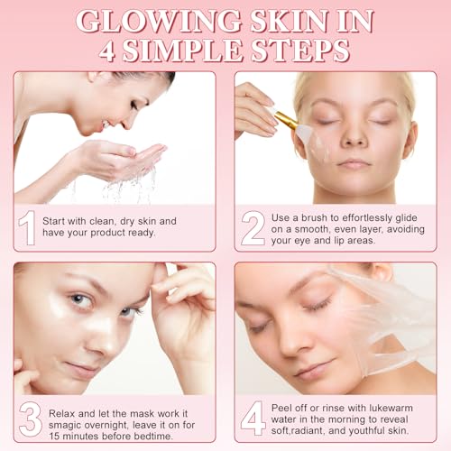 Collagen Night Wrapping Mask, Collagen Overnight Wrapping Peel Off Facial Mask, Reduces Sagging, Elasticity & Hydration Care, Repairing and Anti-Aging Skin Treatment, 2.53 fl.oz (2pcs)