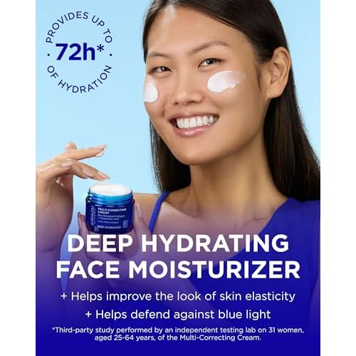 Andalou Naturals Deep Hydration Face Moisturizer Multi-Correcting Cream - Daily Skincare With Hyaluronic Acid, Vegan Collagen, & Fruit Stem Cells - Repair Skin Elasticity & Boost Hydration - 1.7 fl oz