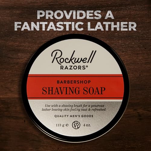 Rockwell Babershop Shaving Soap | Formulated with Shea Butter, Coconut Oil & Wheat Protein for Smooth & Soothing Wet Shave | Ideal for Sensitive Skin & Thick Beards