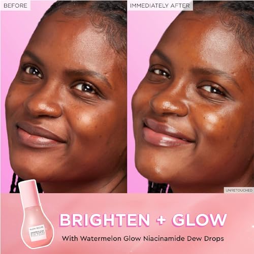 Glow Recipe Watermelon Glow Niacinamide Dew Drops - Hydrating & Illuminating Makeup Primer for Dewy, Glass Skin - Hyaluronic Acid Serum for Face Brightening, Plumping, & Highlighting (40 ml + 15 ml)