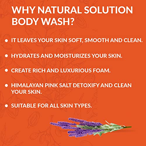 Natural Solution Body Wash, Made With Himalayan Pink Salt & Organic Lavender Oil, Purifying and Transforms The Even Driest Skin in Just One Shower, 17 fl oz (6 Count)