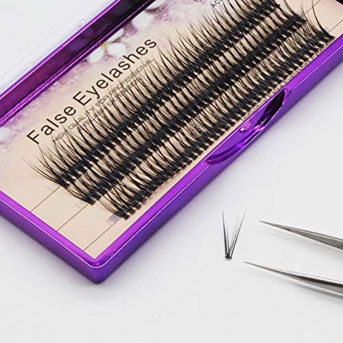 Bodermincer 120pcs D Curl 12D Fish Tail Lash Clusters Natural Soft Long PBT Mink False Eyelashes Individual Lashes Handmade Fake Eyelashes Extension (10mm)