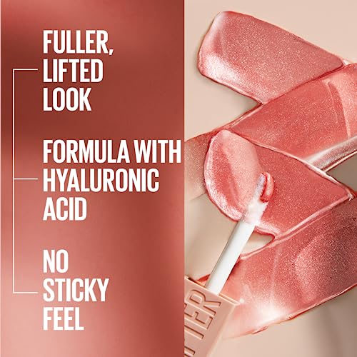 MAYBELLINE Lifter Gloss & Lifter Gloss, Hydrating Lip Gloss with Hyaluronic Acid, High Shine for Plumper Looking Lips, Opal, Pink Neutral, 0.18 Ounce