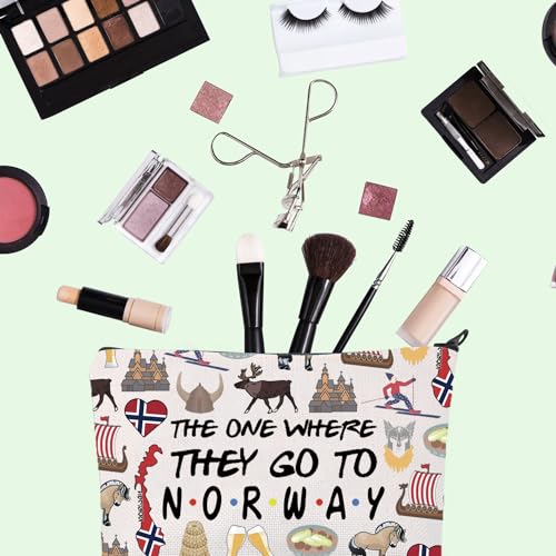 FOTAP Norway Trip Makeup Bag Norway Travel Gift Finland Souvenir Gift Norway Travel Bag Housewarming Gift (TO NORWAY)