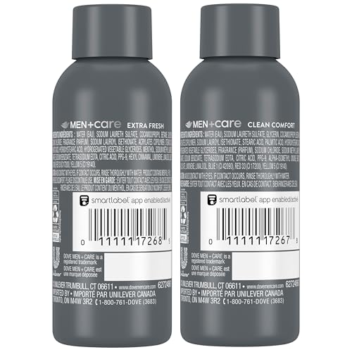 Dove Men+Care Body & Face Wash Variety 2-Pack ??Extra Fresh + Clean Comfort, Travel Essentials, 3 Oz Ea