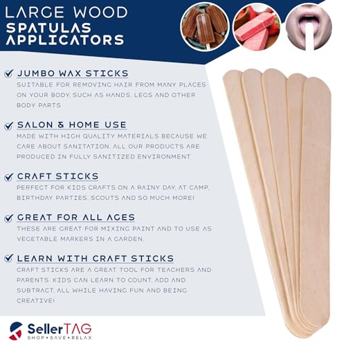 Large Wooden (200 Pack) Wax Sticks for Home Spa Hair Removal, Multi-Purpose Craft Spatulas and Applicators, Artistic Paint Mixers, and Versatile Garden Vegetable Markers