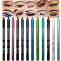 evpct 12Pcs Green Blue White Black Brown Purple Color Gel Glitter Eyeliner Pencils Set for Women Waterline Waterproof Smudge Proof lapiz de ojos delineador de ojos contra el agua Eye Liner Makeup 1