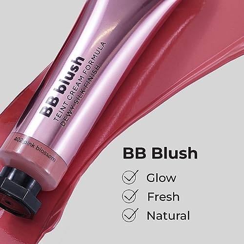 Lamel BB Blush for Cheeks Makeup - Lightweight and Long Lasting Liquid Blush - Blendable Cream Formula for Cheeks, Natural Finish Cream Contour - 402 (Pink Blossom) - 10ml/0,33fl.oz