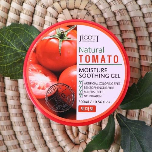 Jigott Natural Tomato Moisture Soothing Gel 300ml/10.56 fl.oz - Artificial Coloring Fee, Benzophenone Free, Mineral Free, No Paraben (Tomato)