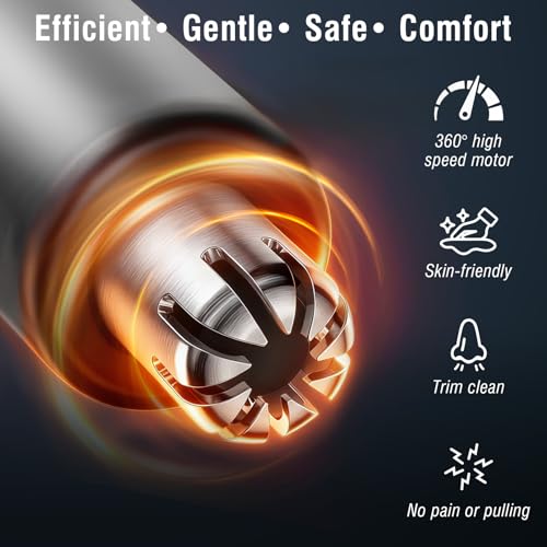 2Pcs Nose Hair Trimmers for Women Men, Precision Painless Multifunctional Ear and Nose Hair Trimmer, Waterproof No Pull & Snag Battery Operated Nasal Cutter for Ear, Eyebrows, Beard Grooming