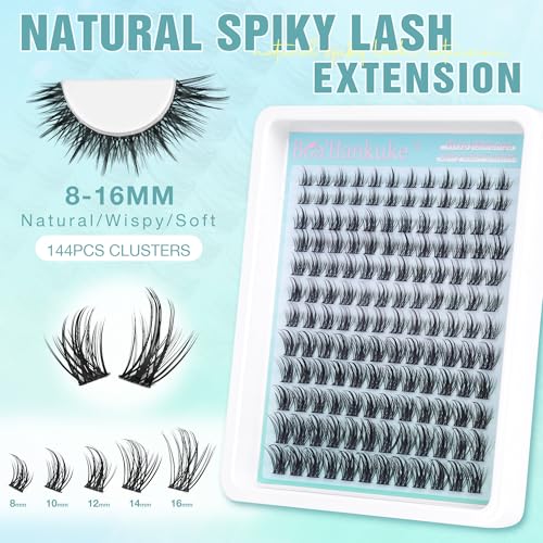 Manga Lash Clusters Kit Fairy Eyelash Clusters Kit Wispy Lash Extension Kit 8-16MM Anime Eyelash Extension Kit Natural Lashes Clusters Spiky Individual Lashes with 2-IN-1 Lash Bond&Seal and Tweezers