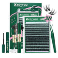 KEYYOU LASH Flora Lash Clusters Kit 3D DIY Lashes Extension Kit Eyelash Clusters 144pcs Thick Individual Lashes Fluffy and Soft Wispy Volume Lashes with Waterproof Lash Bond and Seal & Remover (F01)