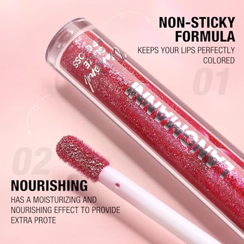 LANGMANNI 10 Colors Diamond Glitter Lip Gloss Set,Long Lasting High Shine Shimmer Liquid Lipstick Set,Hydrating,Moisturizing Lip Gloss Kit Gift Makeup For Girls