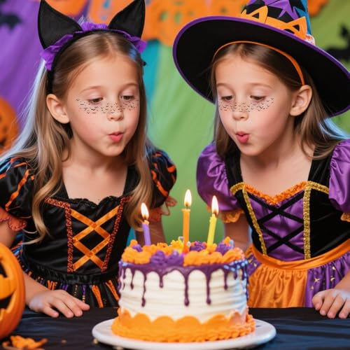Halloween Bat Freckles Face Tattoos - Halloween Freckles Waterproof Black Bat Temporary Tattoos Patches Gothic Face Paint Makeup Kit for Women & Kids,Party Supplies Decorations Accessory-8Pcs
