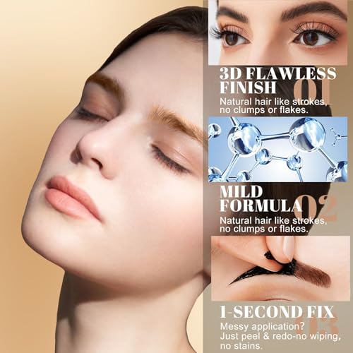 Temporary Peel Off Brow Gel - Last Up to 3 Days Wear Waterproof Eyebrow Gel, Natural Finish Brow Peel Off Gel with Smudge-Proof for Fuller & Defined Looking Brows(2 PCS Dark Brown)