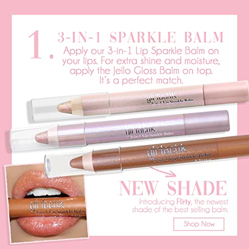 Girlactik 3-in-1 Lip Sparkle Balm - Luxurious Gloss Trio for Radiant Lips and Elegant Shine (Twinkle)