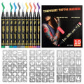 Temporary Tattoo Markers for Skin, 10 Body Markers+70 Tattoo Stencils,Safe Non-Toxic Water-Based Ink, Soft Brush Nib,Temporary Art Drawing, Washable Markers for Face & Body Art, Party Favor