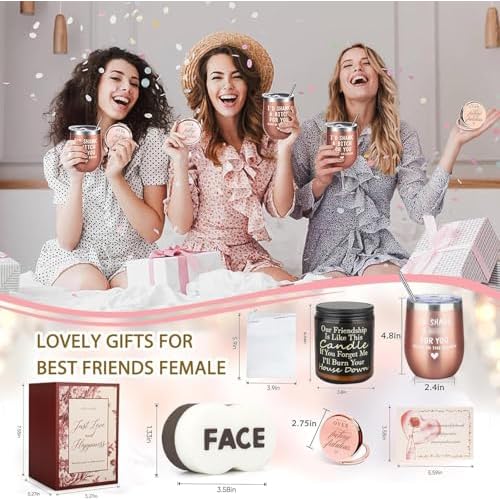 Birthday Gifts for Women Girl Best Friends Happy Basket for Friendship Friends Female Sister Gift Box Lavender Scented Candles Christmas Mother's Day Valentine's Day