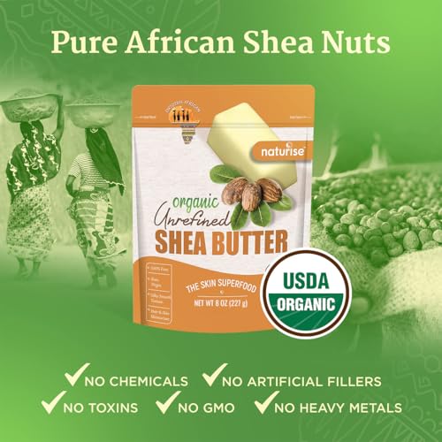 African Shea Butter Raw Organic, Pure Shea Butter Raw Organic for Skin and Hair, Shea African Butter Skin Moisturizer, Raw Shea Butter Without Artificial Fillers & GMOs, 8 oz