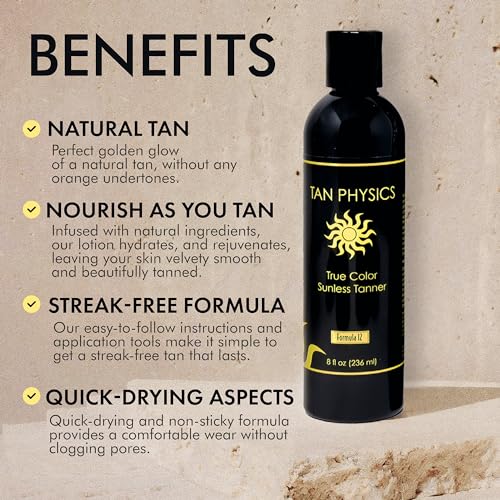 Tan Physics Self Tanner & Sunbuddy Deluxe Bundle (6pcs)?Face & Body Tanner Mitts, Exfoliation Glove, Application Mitt, Storage Bag & 8oz True Color Sunless Tanning Lotion-self tanning mitt applicator