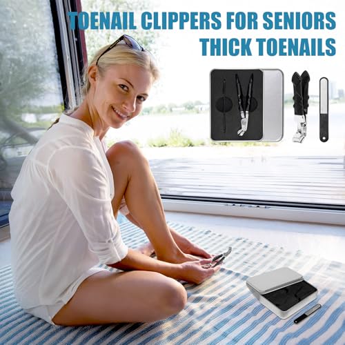 Toe Nail Clippers for Thick Nails for Seniors, Ergonomic Wide-Angle Nail Clipper ? Extra-Wide Jaw and Anti-Splash Design for Clean, Comfortable Trimming (3pcs)