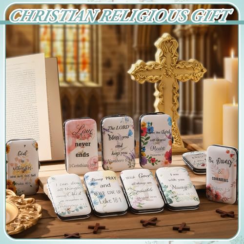 10 Sets Christian Gifts Bulk for Women Church Bible Manicure Sets Floral Scripture Stainless Steel Nail Clipper Set Religious Gift for Employee Teacher Christmas Party Supplies