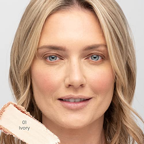 True + Luscious Sheer Halo Complexion Powder | Talc-Free Mineral Pressed Powder Foundation for Oily Skin Oil Control Matte Finish with Kaolin Clay Vegan Cruelty-Free Natural Glow 0.32 oz | Ivory