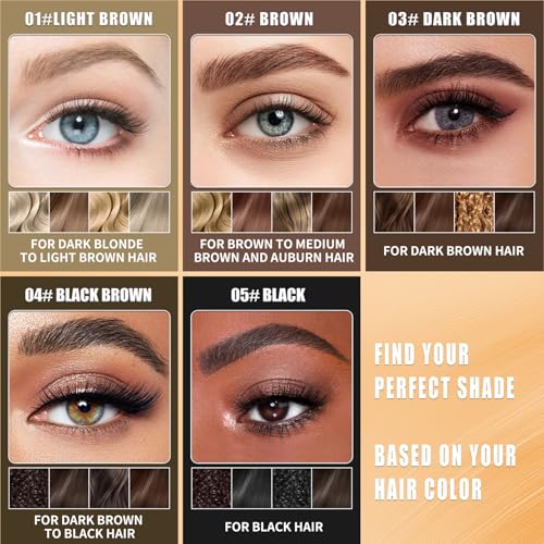 Microblading Eyebrow Pen - Dual-Ended 2-in-1 Eyebrow Pen with Brush, Waterproof Smudge-Proof Liquid Formula for Natural Full Brows (1#Light Brown)