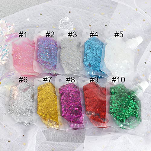 AMY'S DIARY Body Glitter Gel, Festival Glitter Halloween Costume MakeupEasy to Apply&Remove Mermaid Sequins Chunky Glitter for Body Face Hair, Long Lasting Sparkling (laser)