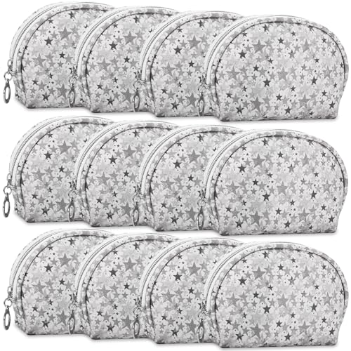 12 Pieces Small Cosmetic Bags, Waterproof Mini Makeup Pouch with Zipper, Toiletry Bag for Travel Portable Organizer Storage Purse for Women (Grey)
