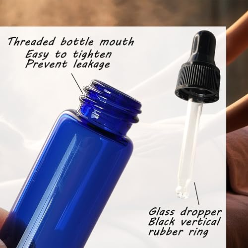 36 Pack Mini Glass Dropper Bottle 3ml Blue Glass Dropper Bottles,for Essential Oil Perfume Cosmetic Liquid Traveling Sample Containers?(Blue, 3ml)