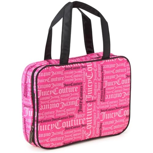Juicy Couture Hot Pink Graffiti Makeup Bag Cosmetics Organizer Travel Essentials Weekender Logo
