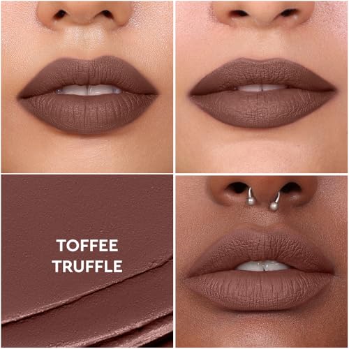 KIRO Non-Stop Airy Matte Liquid Lipstick - Toffee Truffle (Midtone Brown) | Super-Pigmented, Long-Lasting, Hydrating | Waterproof, Smudge-Proof, Lightweight | Infused with Avocado & Apricot Oil | 5ml